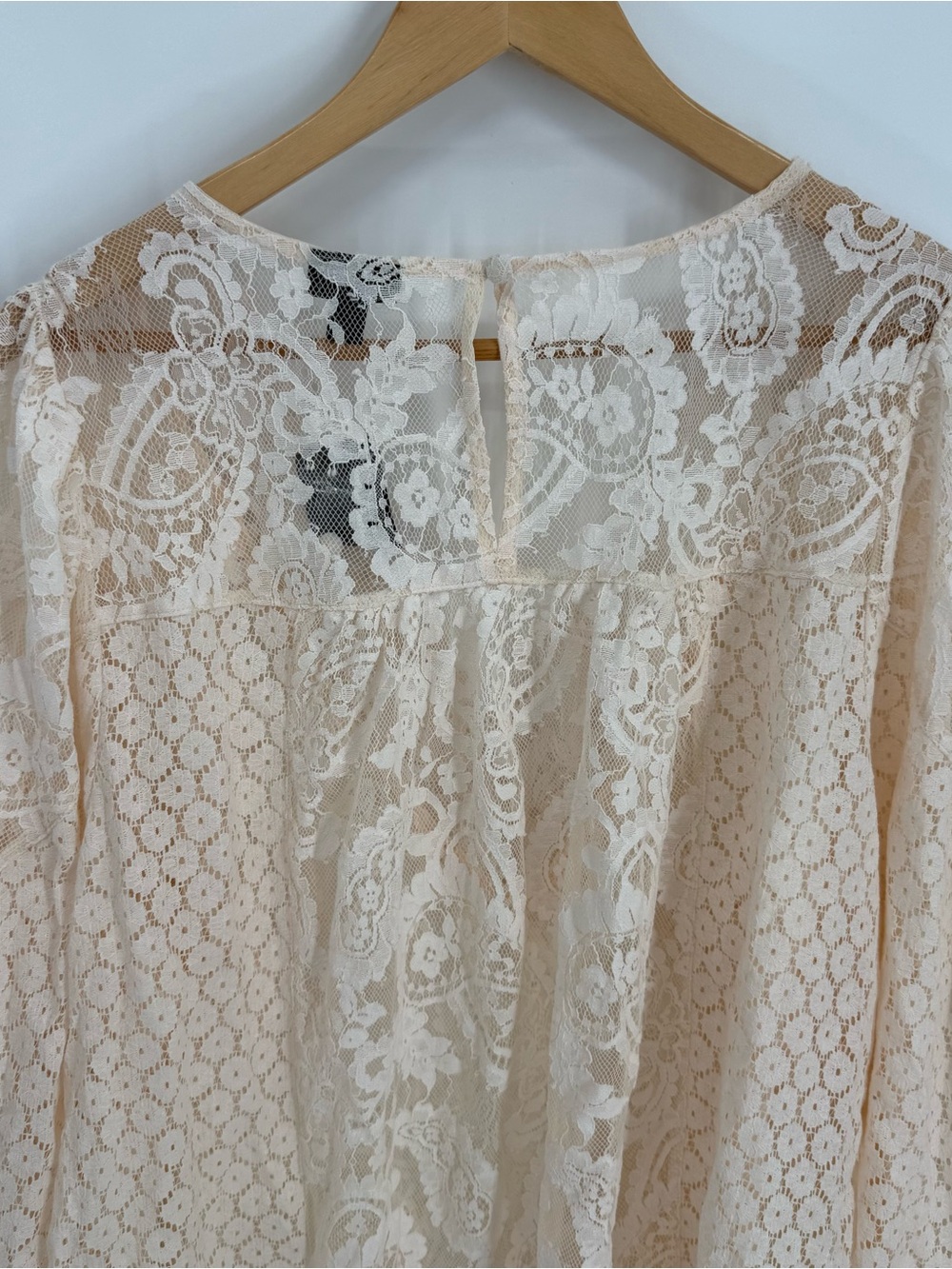 Torrid NWT Floral Lace V-Neck Long Sleeve Blouse Size 3X Semi-sheer Ivory Top - Picture 10 of 11